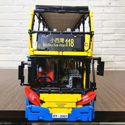 Happy Build MOC Building Block Set: RC Motor Double Decker Bus QC015, Model YCQC015