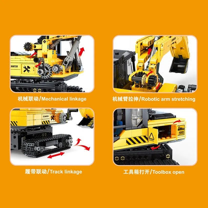 Happy Build MOC Motorized Building Block Set: RC STEM Mini Excavator Truck 33001, Model YC33001