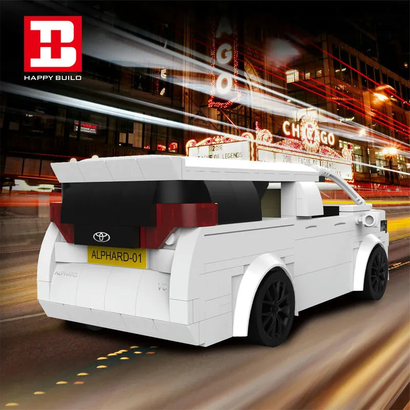 Happy Build MOC Motorized Building Block Set: RC Toyota Alphard SUV Van Classic Car 23007, Model YC23007