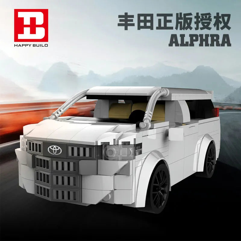 Happy Build MOC Motorized Building Block Set: RC Toyota Alphard SUV Van Classic Car 23007, Model YC23007