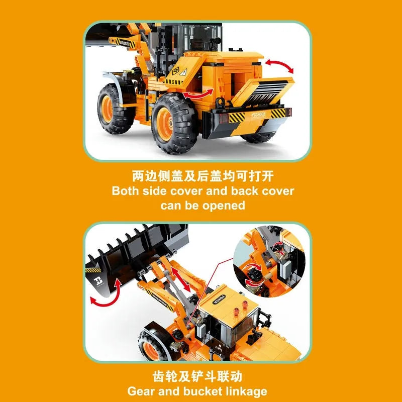 Happy Build Motorized Building Block Set: RC STEM Mini Bulldozer Truck 33002, Model YC33002