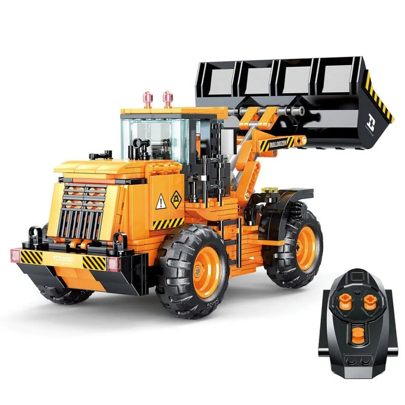 Happy Build Motorized Building Block Set: RC STEM Mini Bulldozer Truck 33002, Model YC33002