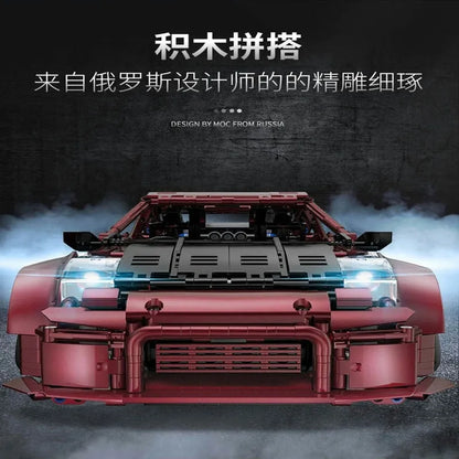 Happy Build MOC Motorized Building Block Set: 23005 Super Red Turbo Racing Car, Model YC23005