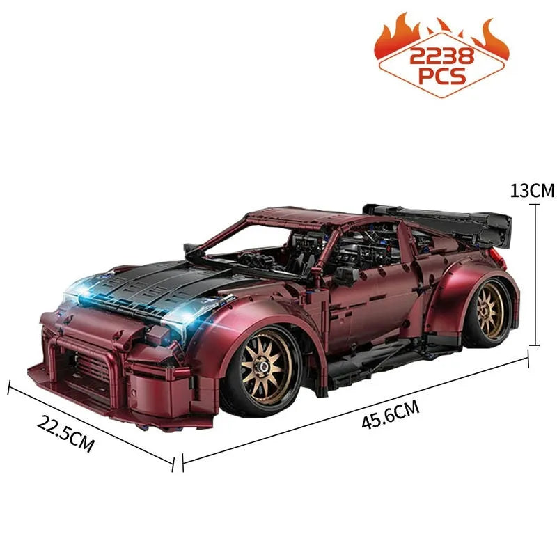 Happy Build MOC Motorized Building Block Set: 23005 Super Red Turbo Racing Car, Model YC23005