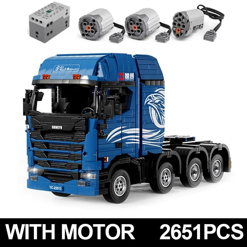 Happy Build MOC Building Block Set: APP Motorized RC Trailer S Truck, Model YC22013