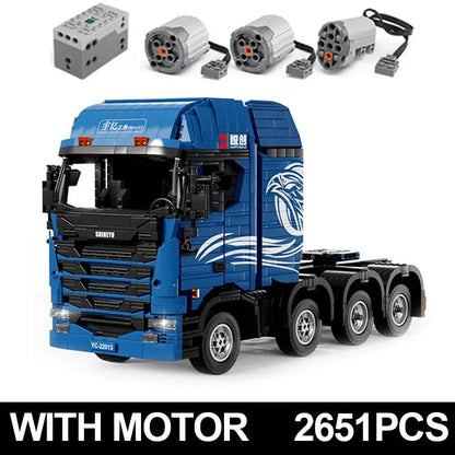 Happy Build MOC Building Block Set: APP Motorized RC Trailer S Truck, Model YC22013