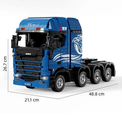 Happy Build MOC Building Block Set: APP Motorized RC Trailer S Truck, Model YC22013