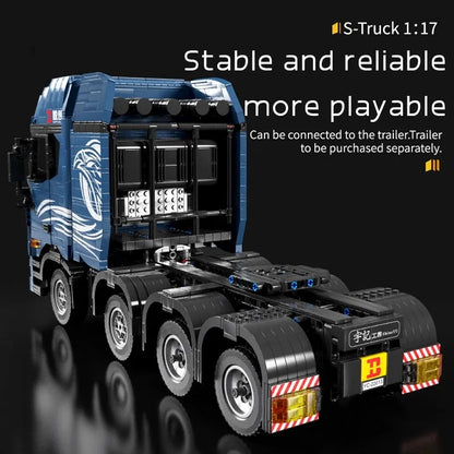 Happy Build MOC Building Block Set: APP Motorized RC Trailer S Truck, Model YC22013