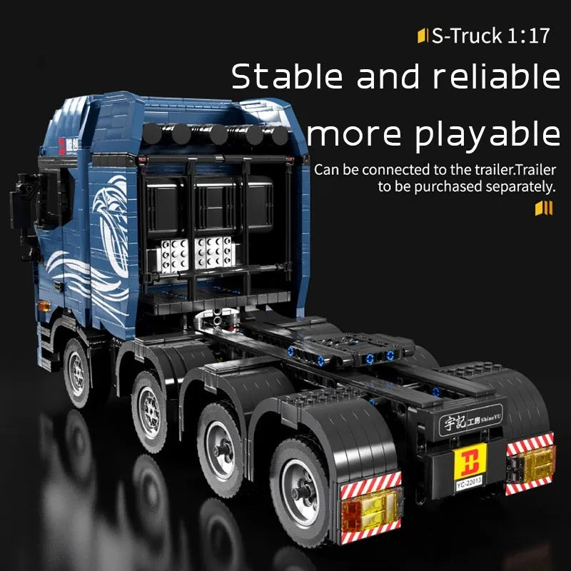 Happy Build MOC Motorized Building Block Set: Heavy S Trailer Truck, Model YC22013
