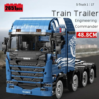 Happy Build MOC Motorized Building Block Set: Heavy S Trailer Truck, Model YC22013