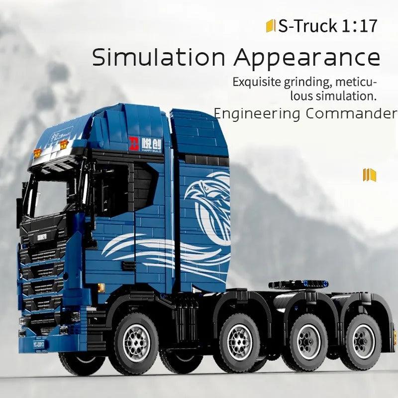 Happy Build MOC Motorized Building Block Set: Heavy S Trailer Truck, Model YC22013