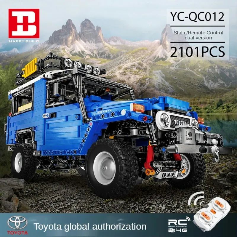 Happy Build MOC Motorized Building Block Set: RC APP Off Road Toyota FJ40 SUV, Model YCQC012PF