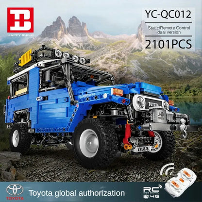 Happy Build MOC Motorized Building Block Set: RC APP Off Road Toyota FJ40 SUV, Model YCQC012PF