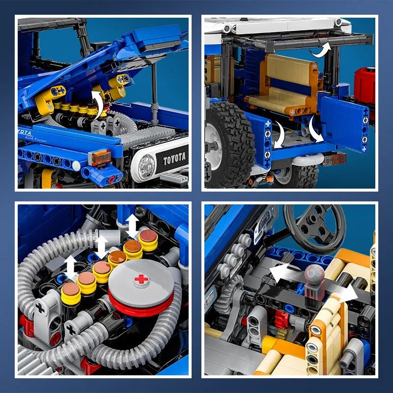 Happy Build MOC Motorized Building Block Set: RC APP Off Road Toyota FJ40 SUV, Model YCQC012PF