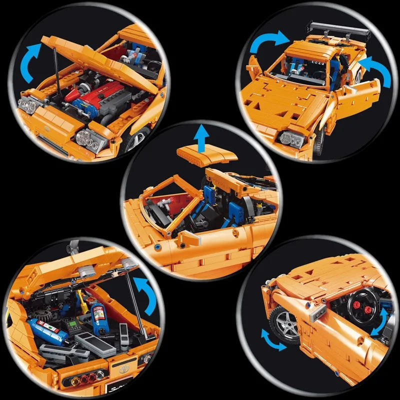 Happy Build MOC Building Block Set: Toyota Supra A80 Classic Sports Car QC018, Model YCQC018