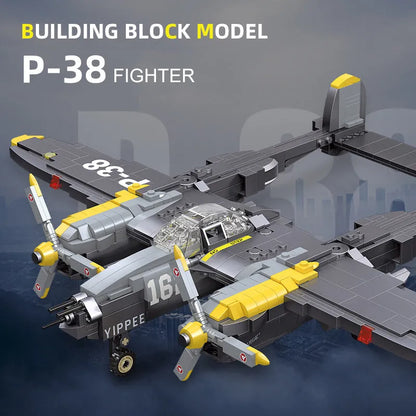 JieStar Building Block Set: WW2 P38 Bomber Aircraft, Model 61046