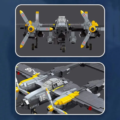 JieStar Building Block Set: WW2 P38 Bomber Aircraft, Model 61046