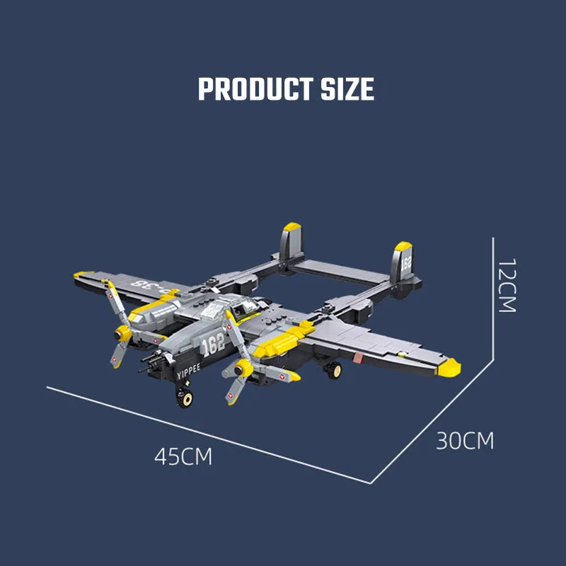 JieStar Building Block Set: WW2 P38 Bomber Aircraft, Model 61046