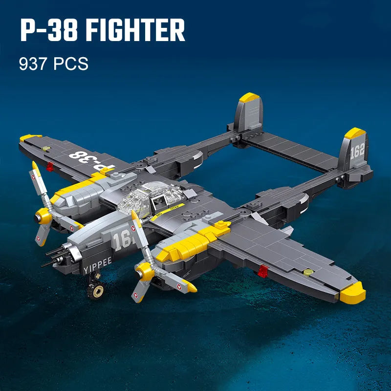 JieStar Building Block Set: WW2 P38 Bomber Aircraft, Model 61046