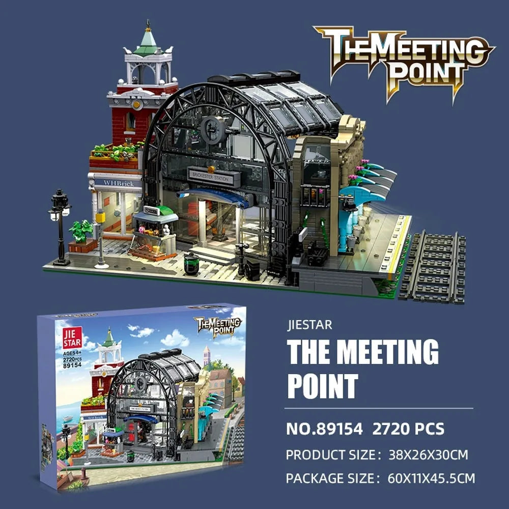 JieStar MOC Building Block Set: The MOC Train Station Meeting Point, Model 89154
