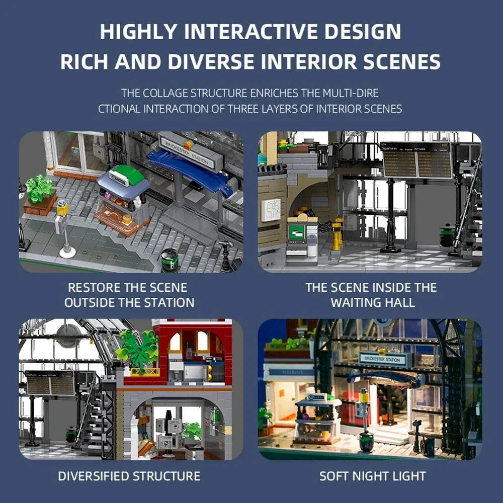 JieStar MOC Building Block Set: The MOC Train Station Meeting Point, Model 89154