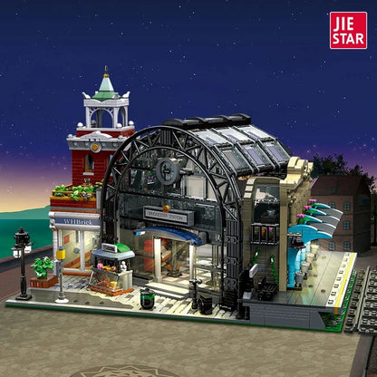 JieStar MOC Building Block Set: The MOC Train Station Meeting Point, Model 89154