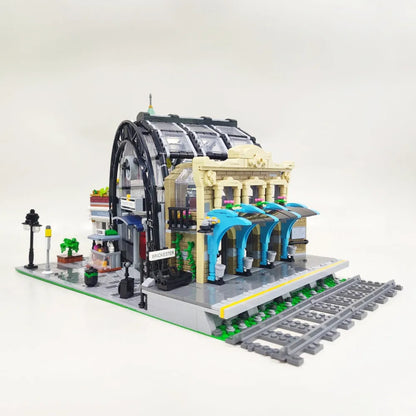 JieStar MOC Building Block Set: The MOC Train Station Meeting Point, Model 89154