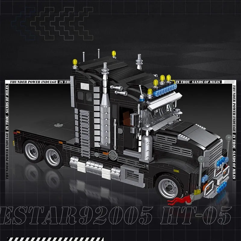 JieStar MOC Building Block Set: Heavy Duty Black Truck, Model 92005