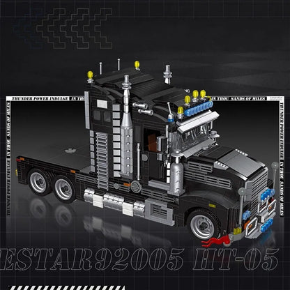 JieStar MOC Building Block Set: Heavy Duty Black Truck, Model 92005