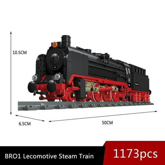 JieStar MOC Building Block Set: BR01 Steam Locomotive Train 59004
