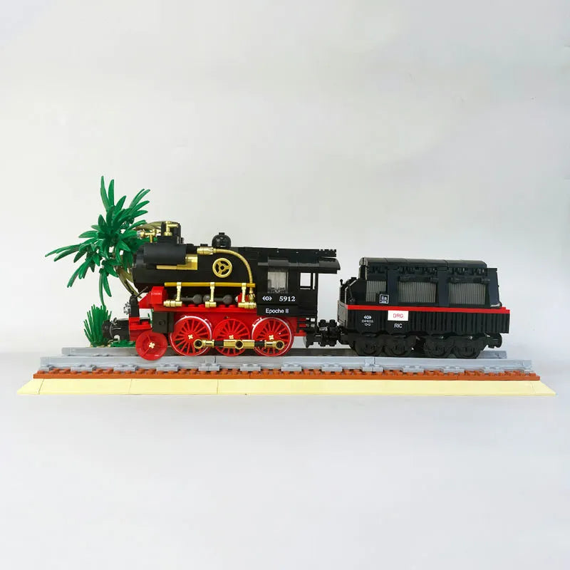 JieStar MOC Building Block Set: Steam Locomotive Train 59008