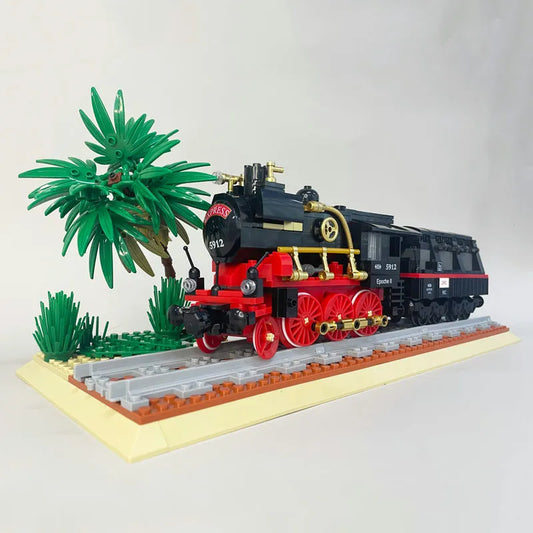 JieStar MOC Building Block Set: Steam Locomotive Train 59008