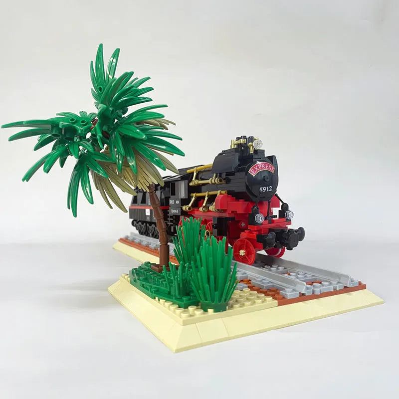 JieStar MOC Building Block Set: Steam Locomotive Train 59008
