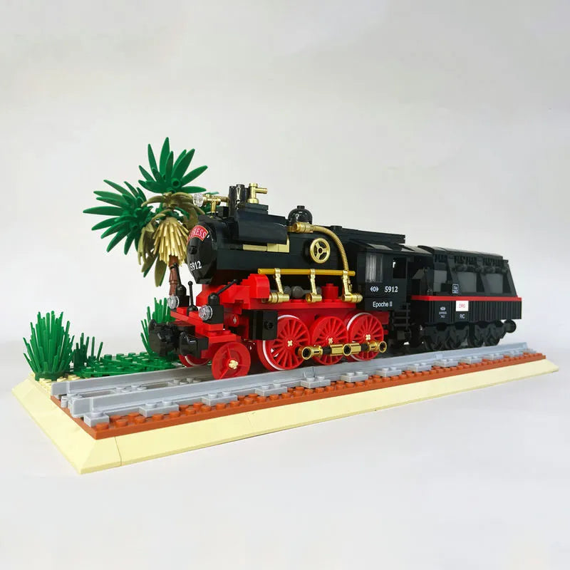 JieStar MOC Building Block Set: Steam Locomotive Train 59008