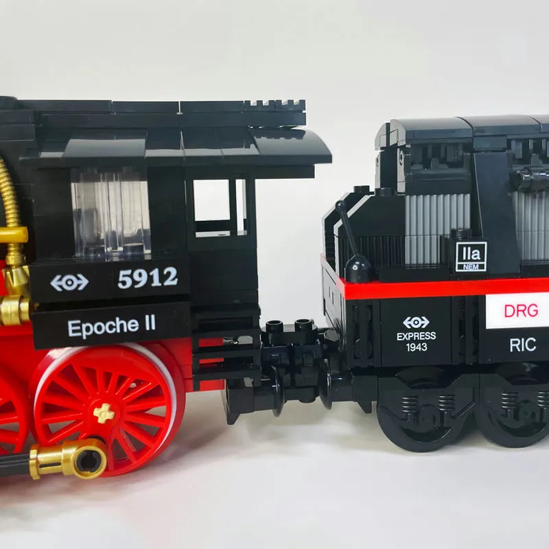 JieStar MOC Building Block Set: Steam Locomotive Train 59008