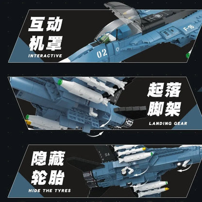 JieStar MOC Building Block Set: Aircraft Tech MOC F-16 Fighter Jet, Model 61029
