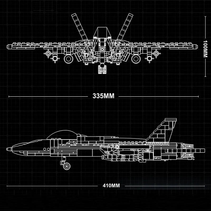JieStar MOC Building Block Set: Aircraft Tech MOC F-16 Fighter Jet, Model 61029