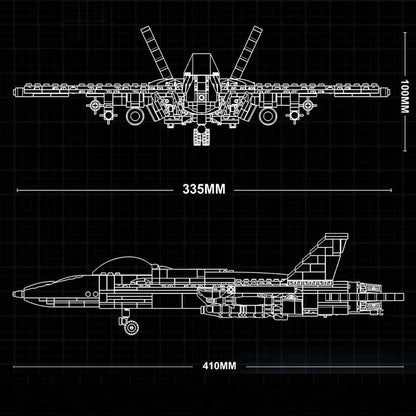 JieStar MOC Building Block Set: Aircraft Tech MOC F-16 Fighter Jet, Model 61029