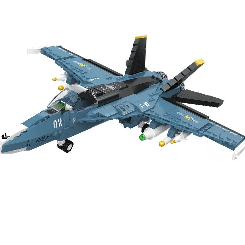 JieStar MOC Building Block Set: Aircraft Tech MOC F-16 Fighter Jet, Model 61029