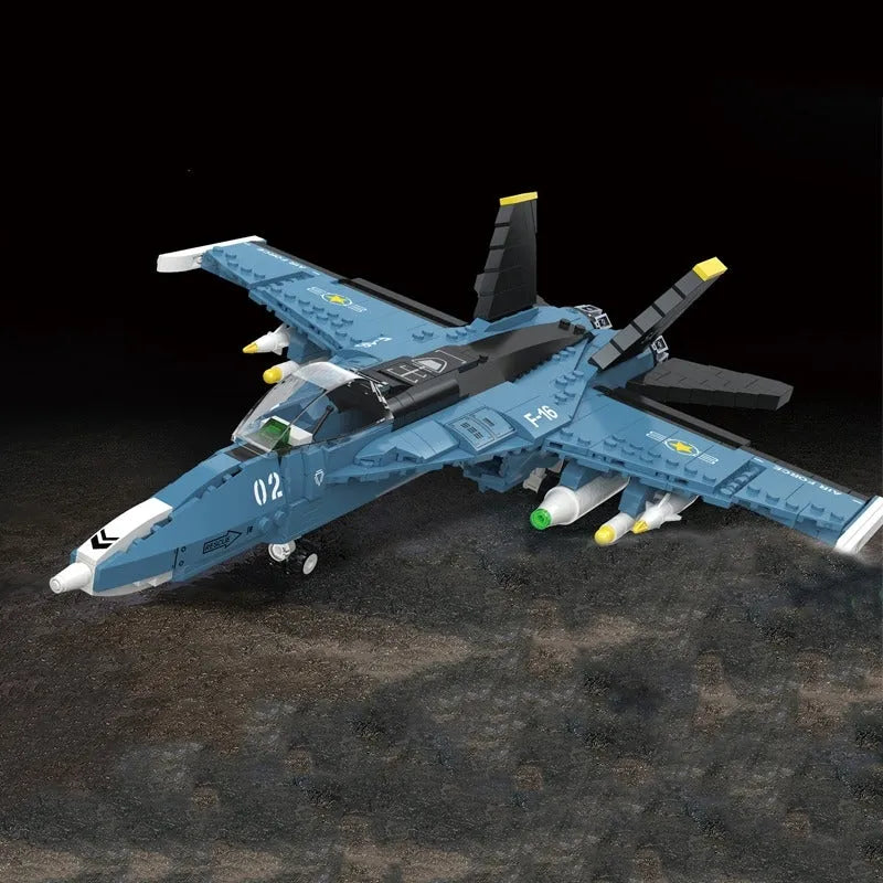 JieStar MOC Building Block Set: Aircraft Tech MOC F-16 Fighter Jet, Model 61029