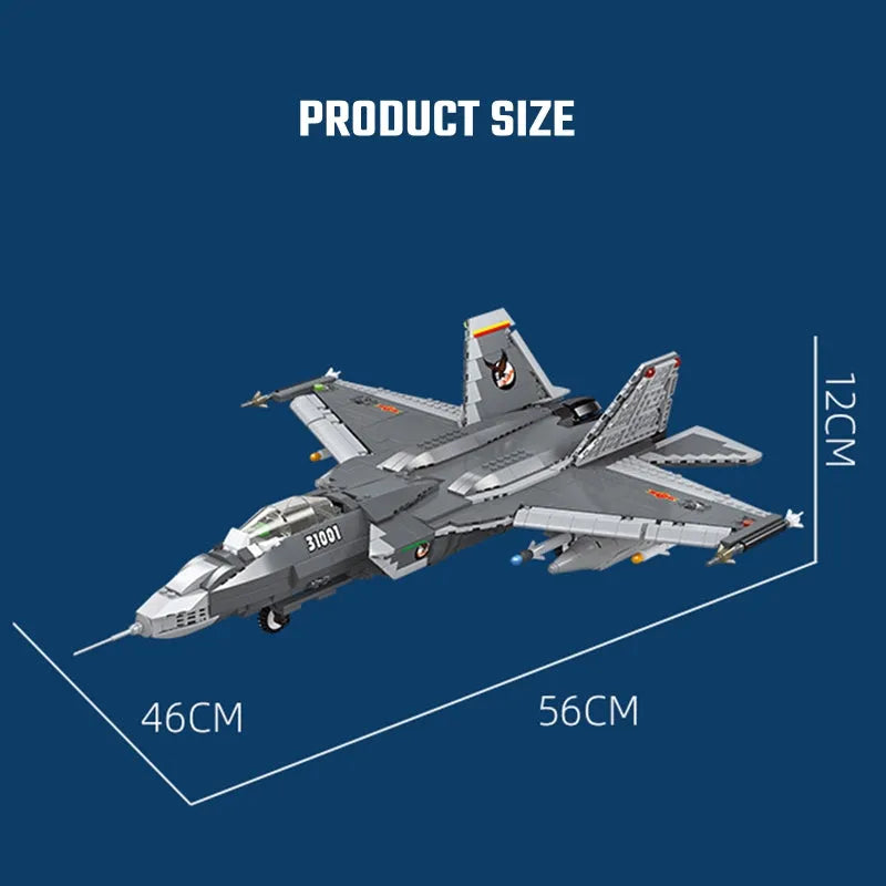 JieStar MOC Building Block Set: FC-31 Aircraft Jet Fighter Plane, Model 61051