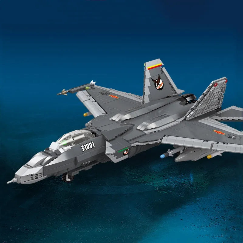 JieStar MOC Building Block Set: FC-31 Aircraft Jet Fighter Plane, Model 61051