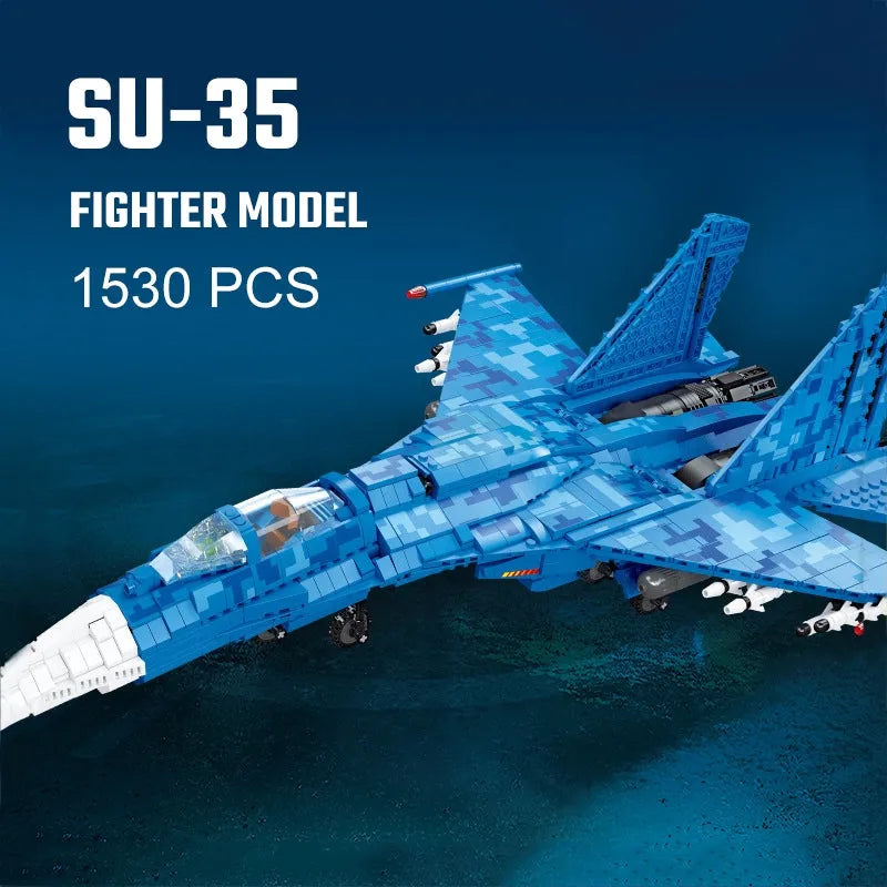 JieStar MOC Building Block Set: SU-35 Fighter Aircraft Jet Plane