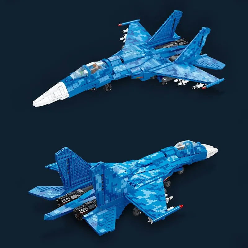 JieStar MOC Building Block Set: SU-35 Fighter Aircraft Jet Plane
