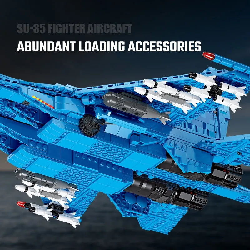 JieStar MOC Building Block Set: SU-35 Fighter Aircraft Jet Plane