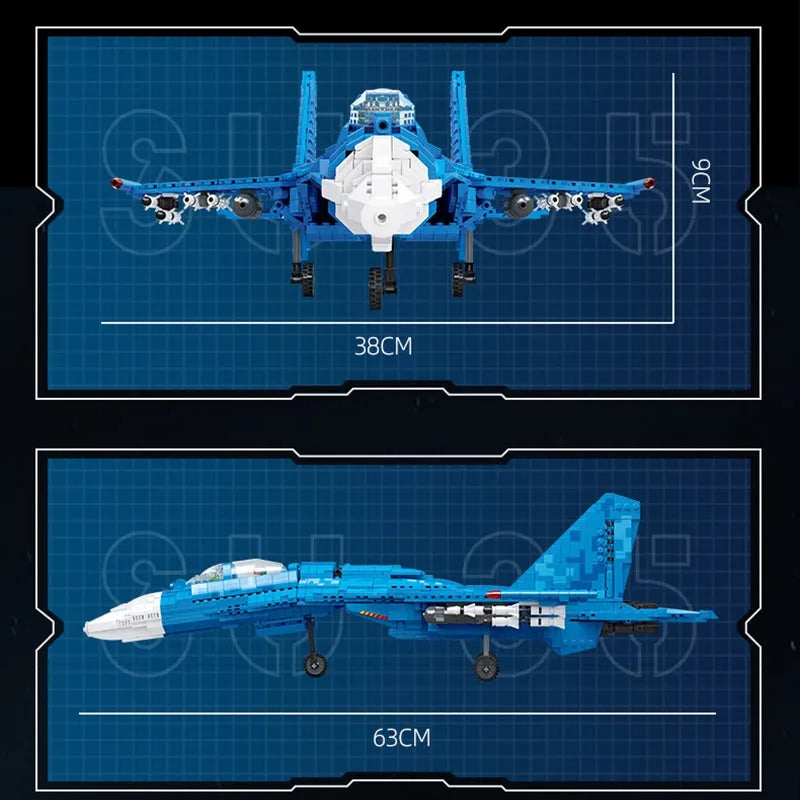 JieStar MOC Building Block Set: SU-35 Fighter Aircraft Jet Plane