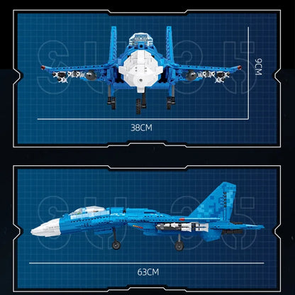 JieStar MOC Building Block Set: SU-35 Fighter Aircraft Jet Plane