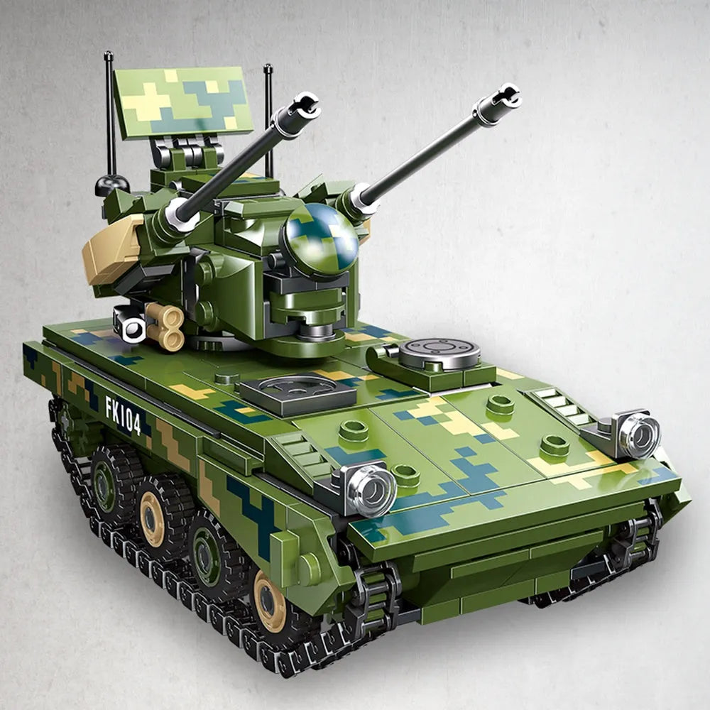 JieStar Building Block Set: Type 09 Twin 35 Anti Aircraft Gun Tank, Model 61062