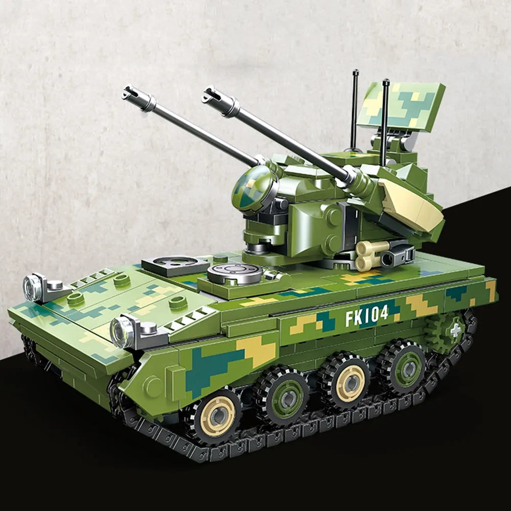 JieStar Building Block Set: Type 09 Twin 35 Anti Aircraft Gun Tank, Model 61062