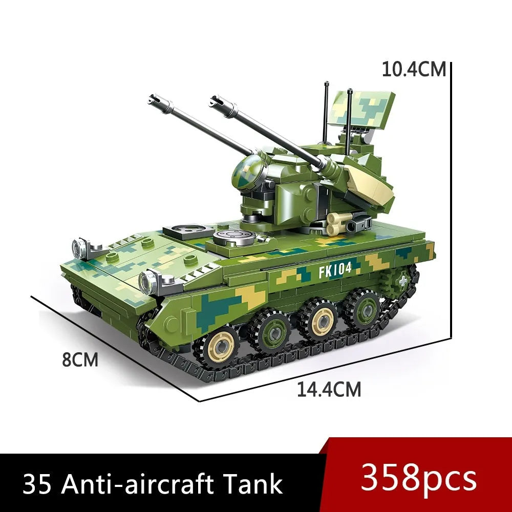 JieStar Building Block Set: Type 09 Twin 35 Anti Aircraft Gun Tank, Model 61062